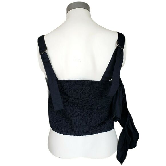 WALTER BAKER Kim black blouse shirred ruffle cotton poplin tank top Size XS NEW - Picture 2 of 10